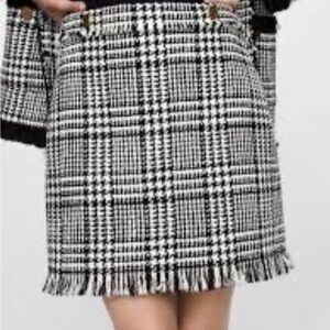 Zara Black and White Checkered Pencil Skirt